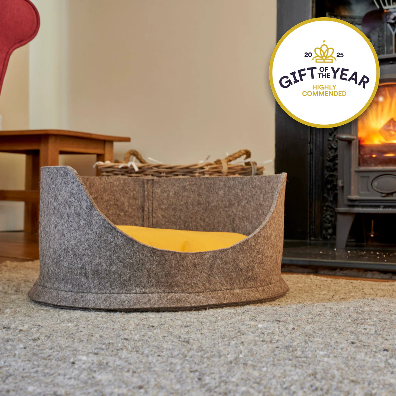 PetSnug Grey Round Wool Dog Bed - Image 5