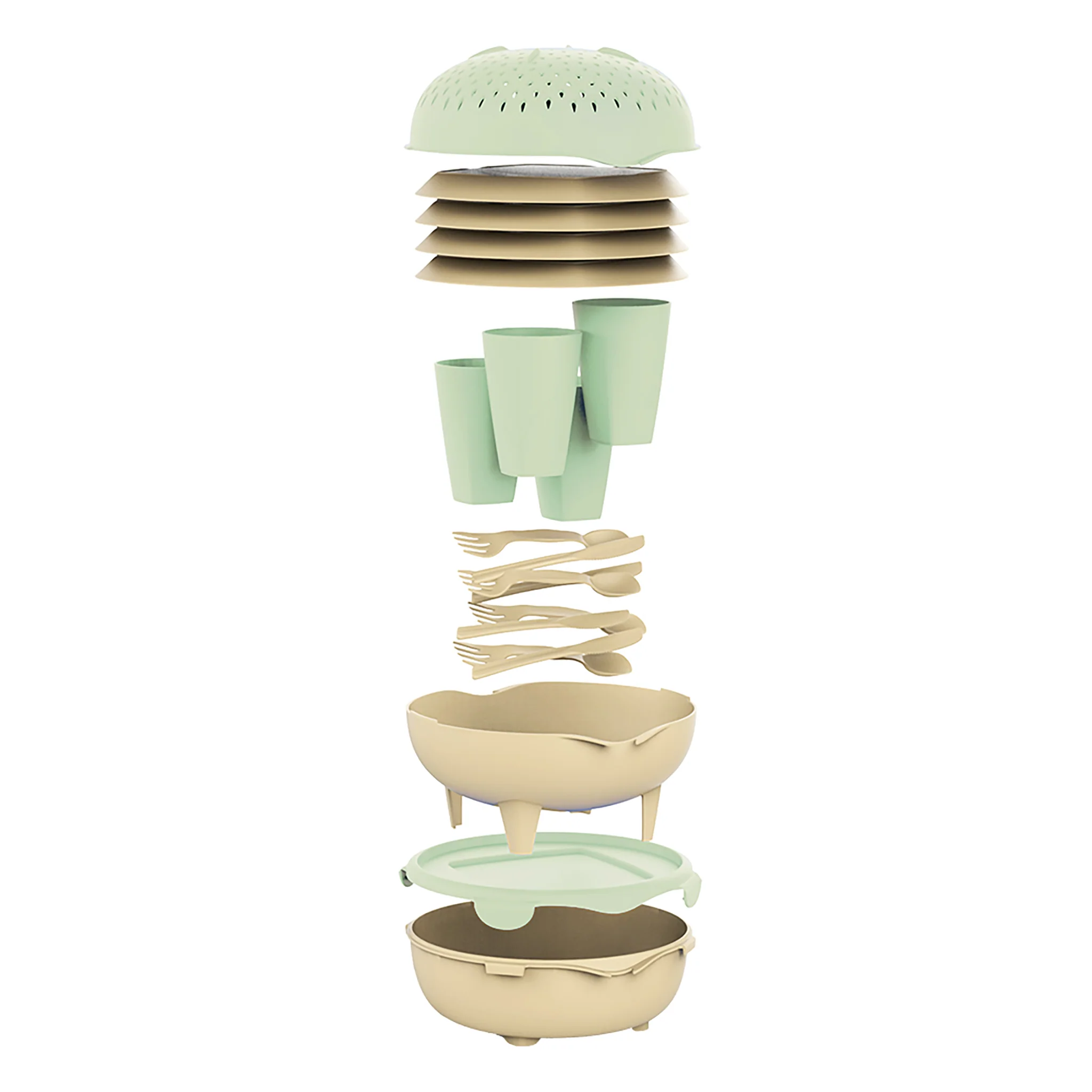 20 Piece Modular Sugarcane-Plastic Picnic Set - Image 3